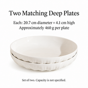 MDZF Fluted White Deep Plates — Pair — dimensions, composition or care information 4; AI-assisted image