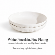 MDZF Fluted White Deep Plates — Pair — dimensions, composition or care information 5; AI-assisted image