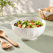 MDZF Ivory Fluted Serving Bowl — styled use illustration; props and additional pieces excluded 8; AI-assisted image