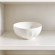 MDZF Ivory Fluted Serving Bowl — styled use illustration; props and additional pieces excluded 11; AI-assisted image
