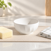 MDZF Ivory Fluted Serving Bowl — styled use illustration; props and additional pieces excluded 12; AI-assisted image