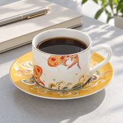 Taoxichuan Koi Cup & Saucer — styled use illustration; props and additional pieces excluded 11; AI-assisted image