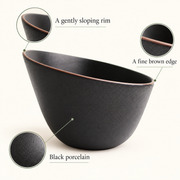 Rollin Black Slanted Bowl — 630 mL — dimensions, composition or care information 5; AI-assisted image