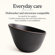 Rollin Black Slanted Bowl — 630 mL — dimensions, composition or care information 6; AI-assisted image