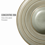 DXC Gray-Olive Ringed Deep Plate — dimensions, composition or care information 5; AI-assisted image