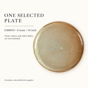 DXC Cream Reactive-Glaze Dinner Plate — dimensions, composition or care information 6; AI-assisted image
