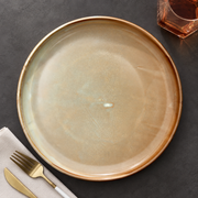 DXC Cream Reactive-Glaze Dinner Plate — styled use illustration; props and additional pieces excluded 8; AI-assisted image