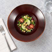 DXC Red-Brown Low-Foot Noodle Bowl — styled use illustration; props and additional pieces excluded 10; AI-assisted image