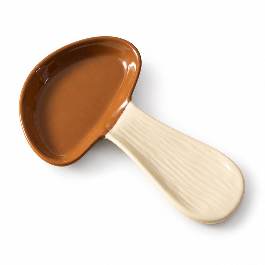 GreatFamily Mushroom Spoon Rest — Brown — white-background product view 1; AI-assisted image