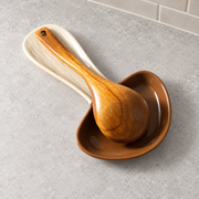 GreatFamily Mushroom Spoon Rest — Brown — styled use illustration; props and additional pieces excluded 7; AI-assisted image