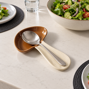 GreatFamily Mushroom Spoon Rest — Brown — styled use illustration; props and additional pieces excluded 12; AI-assisted image