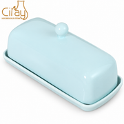 Ciray Light Blue Covered Butter Dish — white-background product view 1; AI-assisted image
