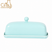 Ciray Light Blue Covered Butter Dish — white-background product view 2; AI-assisted image