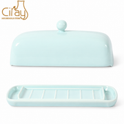 Ciray Light Blue Covered Butter Dish — white-background product view 3; AI-assisted image