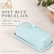 Ciray Light Blue Covered Butter Dish — dimensions, composition or care information 4; AI-assisted image