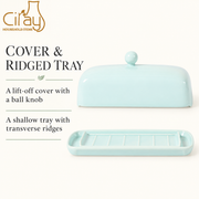 Ciray Light Blue Covered Butter Dish — dimensions, composition or care information 5; AI-assisted image