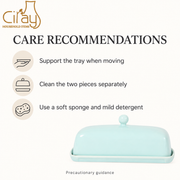 Ciray Light Blue Covered Butter Dish — dimensions, composition or care information 6; AI-assisted image
