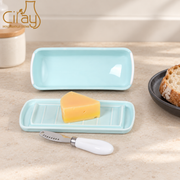 Ciray Light Blue Covered Butter Dish — styled use illustration; props and additional pieces excluded 7; AI-assisted image