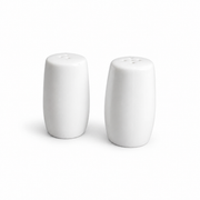 Rollin White Salt & Pepper Shakers — Pair — white-background product view 1; AI-assisted image