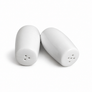 Rollin White Salt & Pepper Shakers — Pair — white-background product view 2; AI-assisted image