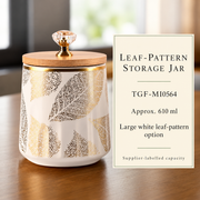 GreatFamily Leaf Jar with Bamboo Lid — 610 mL — dimensions, composition or care information 4; AI-assisted image