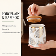 GreatFamily Leaf Jar with Bamboo Lid — 610 mL — dimensions, composition or care information 5; AI-assisted image