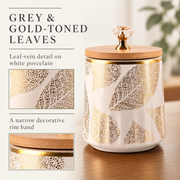 GreatFamily Leaf Jar with Bamboo Lid — 610 mL — dimensions, composition or care information 6; AI-assisted image