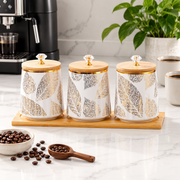 GreatFamily Leaf Jar with Bamboo Lid — 610 mL — styled use illustration; props and additional pieces excluded 8; AI-assisted image