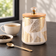GreatFamily Leaf Jar with Bamboo Lid — 610 mL — styled use illustration; props and additional pieces excluded 10; AI-assisted image