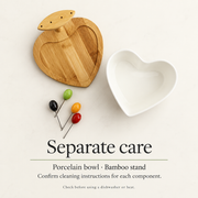 GreatFamily Heart Bowl with Bamboo Stand — dimensions, composition or care information 6; AI-assisted image
