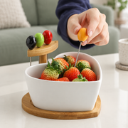 GreatFamily Heart Bowl with Bamboo Stand — styled use illustration; props and additional pieces excluded 8; AI-assisted image