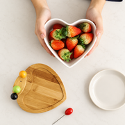 GreatFamily Heart Bowl with Bamboo Stand — styled use illustration; props and additional pieces excluded 9; AI-assisted image
