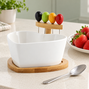 GreatFamily Heart Bowl with Bamboo Stand — styled use illustration; props and additional pieces excluded 10; AI-assisted image