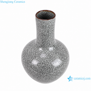 Shengjiang Charcoal Crackle Vase — white-background product view 2; AI-assisted image