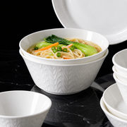 SONGFA White Dinnerware Set — 28 Pieces — styled use illustration; props and additional pieces excluded 8; AI-assisted image
