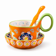 SONGFA Orange Breakfast Set — Three Pieces — white-background product view 1; AI-assisted image
