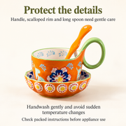 SONGFA Orange Breakfast Set — Three Pieces — dimensions, composition or care information 6; AI-assisted image
