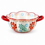 SONGFA Floral Handled Bowl — Red — white-background product view 1; AI-assisted image