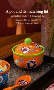 SONGFA Orange Lidded Pot — 400 mL — dimensions, composition or care information 4; AI-assisted image