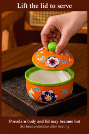 SONGFA Orange Lidded Pot — 400 mL — dimensions, composition or care information 5; AI-assisted image