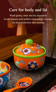 SONGFA Orange Lidded Pot — 400 mL — dimensions, composition or care information 6; AI-assisted image