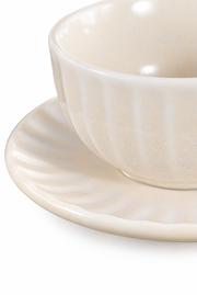 SONGFA Oatmeal Fluted Cup & Saucer — white-background product view 3; AI-assisted image