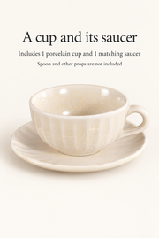 SONGFA Oatmeal Fluted Cup & Saucer — dimensions, composition or care information 4; AI-assisted image
