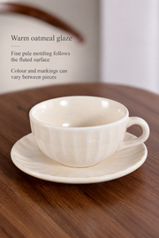 SONGFA Oatmeal Fluted Cup & Saucer — dimensions, composition or care information 5; AI-assisted image