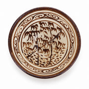 AI-assisted illustration of Bamboo Scroll Rice Bowl — Ivory & Umber, catalog overhead view.