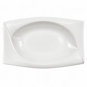 AI-assisted illustration of Ivory Swept-Corner Serving Dish, catalog top view.