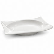 AI-assisted illustration of Ivory Swept-Corner Serving Dish, catalog profile view.