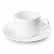 AI-assisted illustration of Ivory Cylinder Cup & Saucer, hero assembled view.