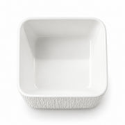 AI-assisted illustration of White Textured Square Bowl, white top view.