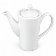 AI-assisted illustration of Ivory Lidded Coffee Pot, white top view.